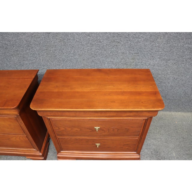Louis Philippe Style Cherry Nightstands by Stickley – Pair For Sale - Image 11 of 15