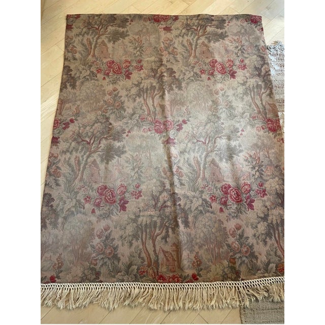 Vintage Wall Hanging Vintage French Woven Garden Floral Scene Tapestry For Sale - Image 12 of 12