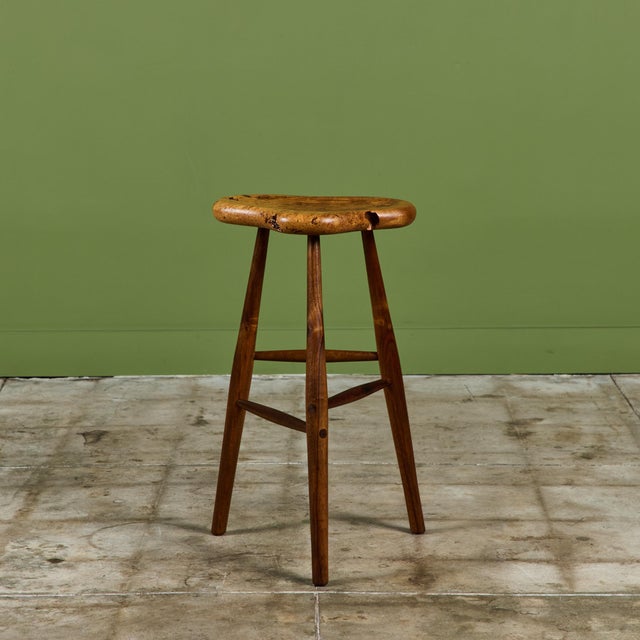 Mid-Century Modern Michael Elkan Studio Craft Live Edge Stool For Sale - Image 3 of 12