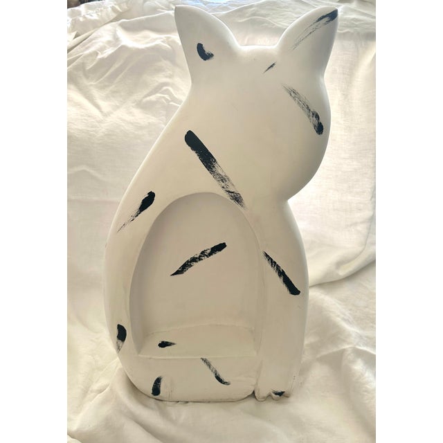 White & Black Carved Wood Cat by Laurel Burch For Sale In Palm Springs - Image 6 of 12