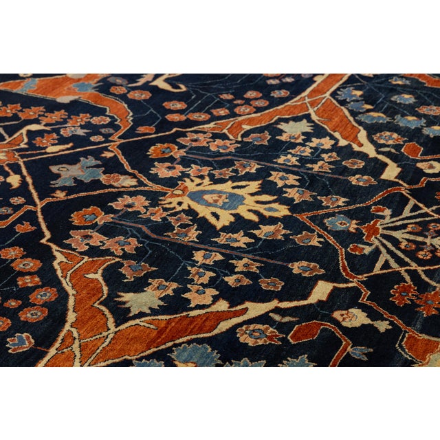16x25 Modern Bidjar Style Navy Blue & Rust Wool Area Rug Geometric Lattice For Sale - Image 11 of 13