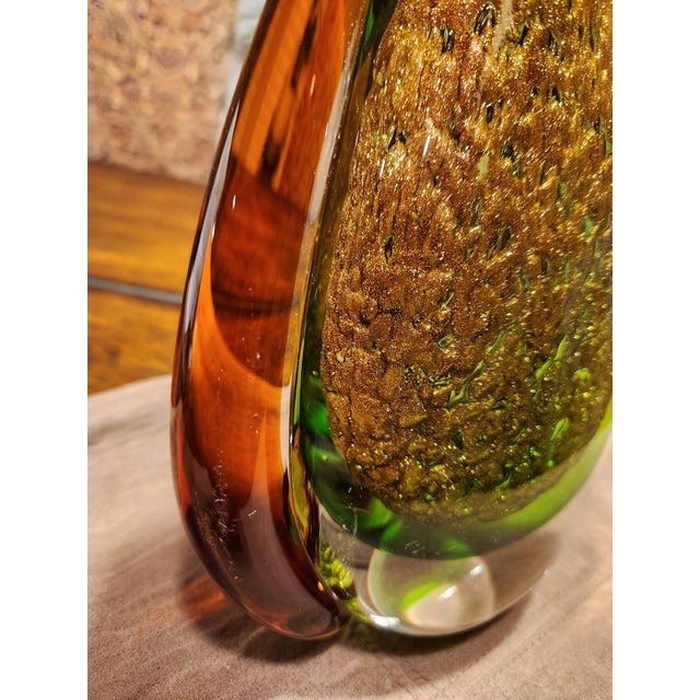 11.5" Monumental Murano Sommerso Teardrop Sculpture – Gold Aventurine & Bullicante For Sale In Dallas - Image 6 of 6