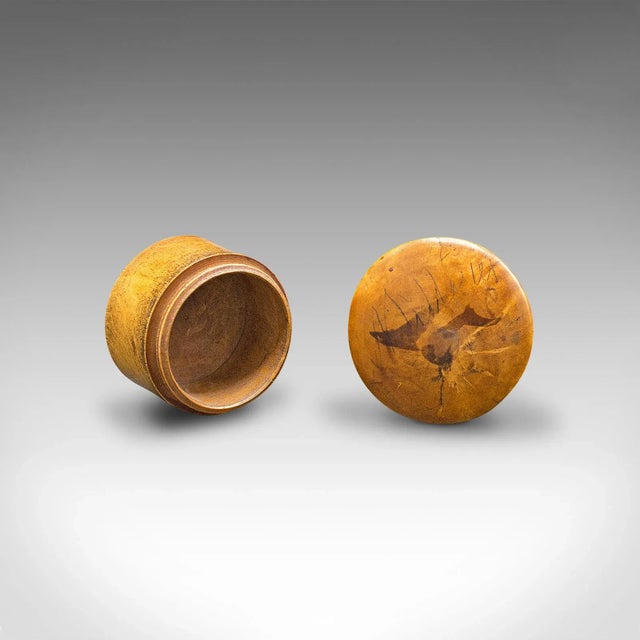 1860s Victorian Set of 2 Small English Antique Apothecary Boxes, Yew, Miniature Treen For Sale - Image 11 of 13