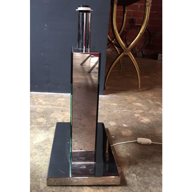 Mid-Century Modern Sandro Petti 1970s Italian Modern Chrome and Mirror Table Lamp, 1970 For Sale - Image 3 of 11