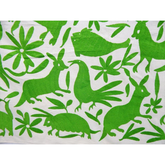 Green Wild Animals Green Embroidered Tapestry For Sale - Image 8 of 13