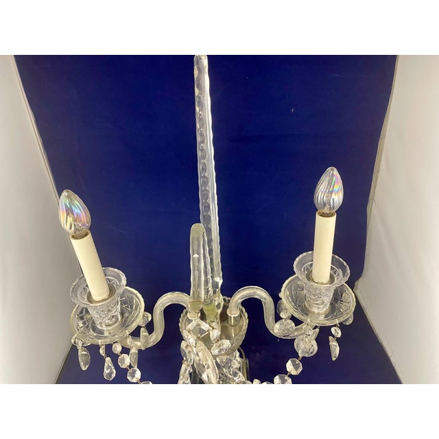 Glass Vintage Pair of Large Regency Style Electrified Crystal Candelabrum For Sale - Image 7 of 18