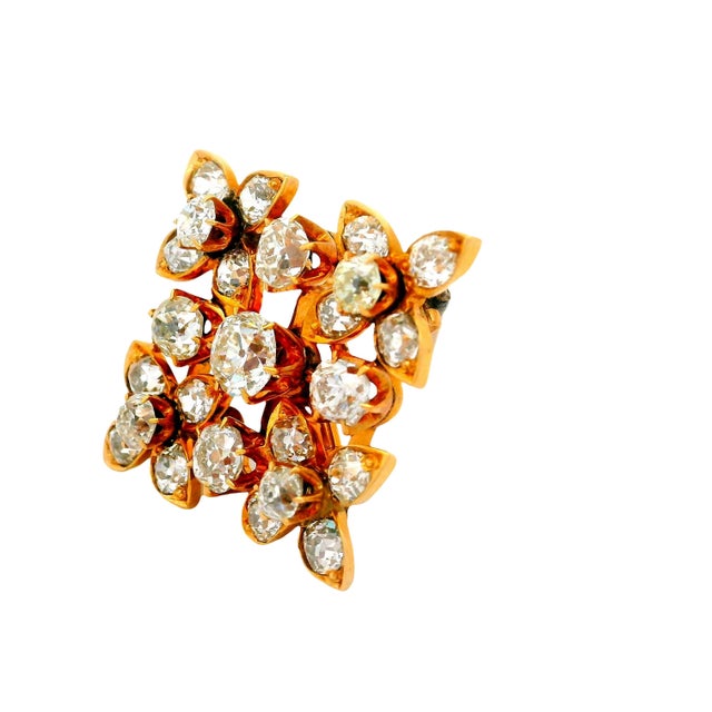 Late 19th Century Late 19th Century Victorian Diamond 14k Yellow Gold Flower Pendant Brooch For Sale - Image 5 of 6