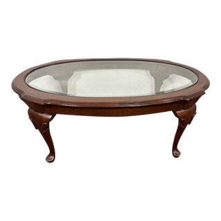 1960s Oval Glass Topped Coffee Table For Sale