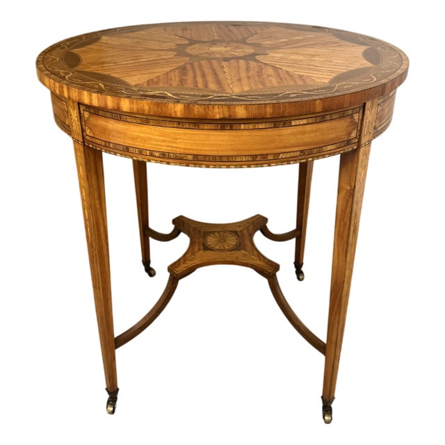Antique Edwardian Inlaid Satinwood Occasional Table, 1900 For Sale