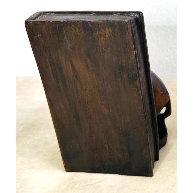 Pair of Antique Carved Wooden Rhinoceros Bookends, Ebonized Finish. For Sale - Image 9 of 9