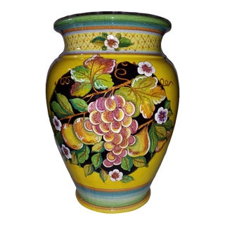 Vintage Monumental Italian Renaissance Style Majolica Orcio or Storage Jar, Signed For Sale