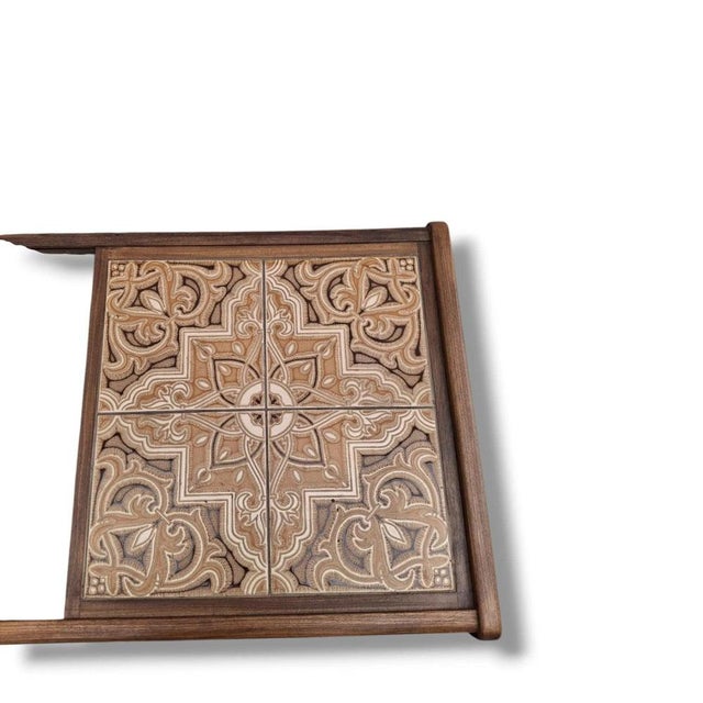 Modern Mid-Century Teak Coffee Table with Smoked Glass Top and Patterned Tiles from G-Plan, 1960s For Sale - Image 3 of 9