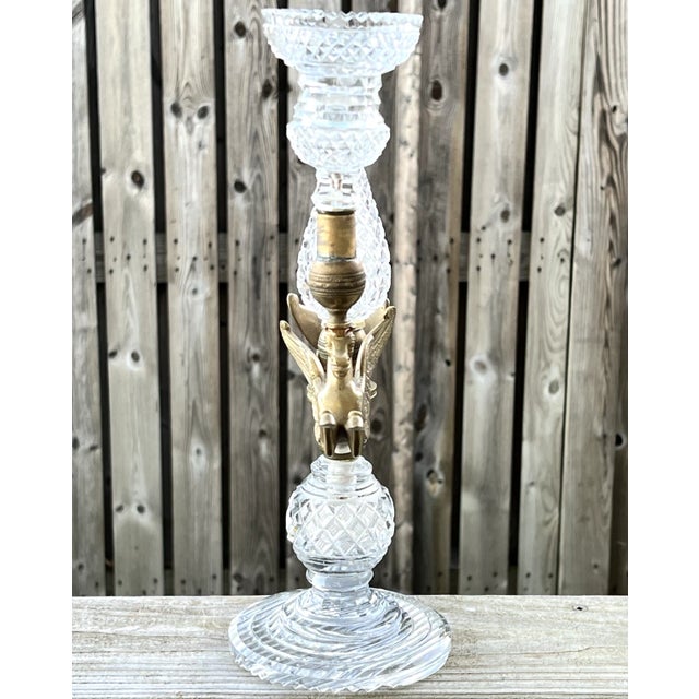 C1810-20 Antique British Georgian Regency Bronze/ Cut Glass Pegasus Winged Horse Candelabra For Sale In Miami - Image 6 of 13