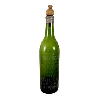 Antique French Etched Martini Vermouth Corked Bottle For Sale