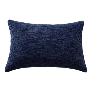 (1) Navy Blue Plush Decorative Throw Pillow 13x23 Inch For Sale