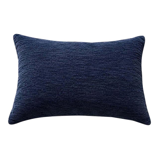 (1) Navy Blue Plush Decorative Throw Pillow 13x23 Inch For Sale
