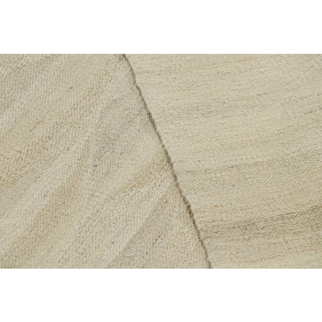 Textile Rug & Kilim’s Oversized Flatweave Rug With Muted Patterns in Beige-Brown Striae For Sale - Image 7 of 7