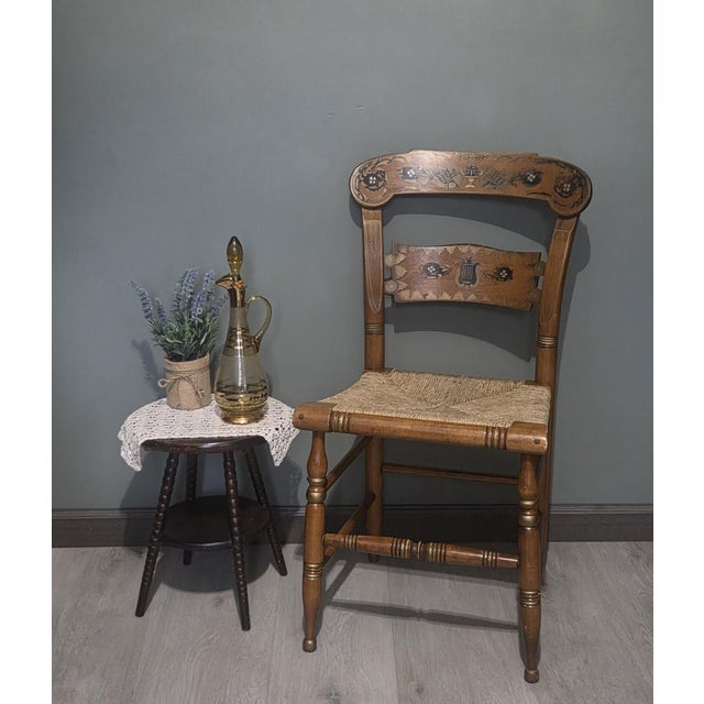 Vintage Classic Circa 1970s Ethan Allen Button Back Hitchcock Style Side Chair For Sale - Image 12 of 17