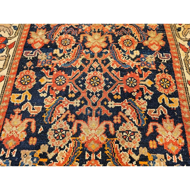 Antique Persian Malayer Area Rug, Hand-Knotted Wool, Geometric Pattern, 4x7, Navy & Ivory For Sale - Image 13 of 17