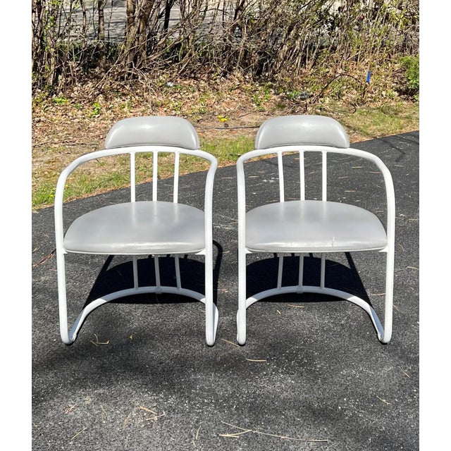 Late 20th Century Late 20th Century Postmodern Tubular Sculpted Dining Chairs in the Style of Gaston Rinaldi - Set of 4 For Sale - Image 5 of 13
