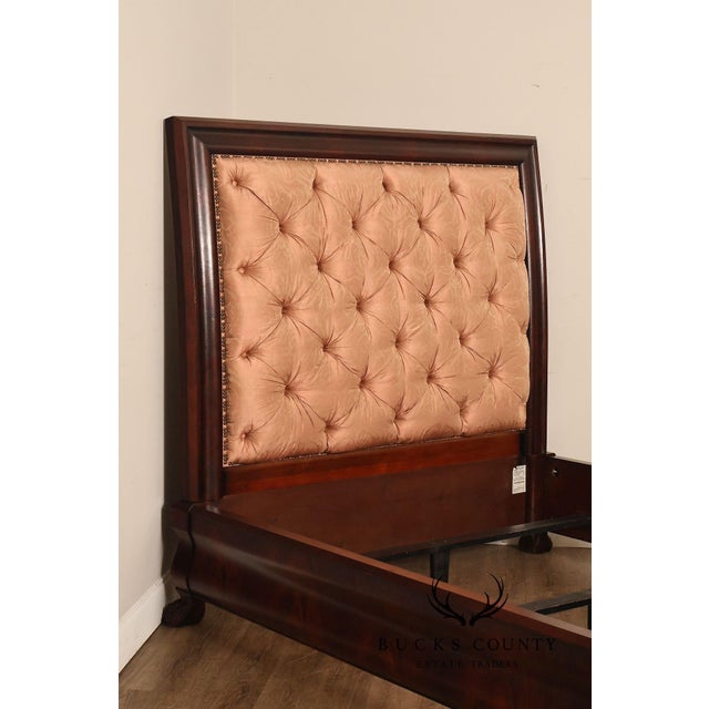 Henredon Mahogany Queen Bed with Tufted Upholstered Headboard For Sale - Image 17 of 18