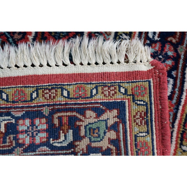 Vintage Hand-Knotted Wool Oriental Medallion Rug Crimson Red Indigo Blue 3 X 5' For Sale - Image 12 of 12