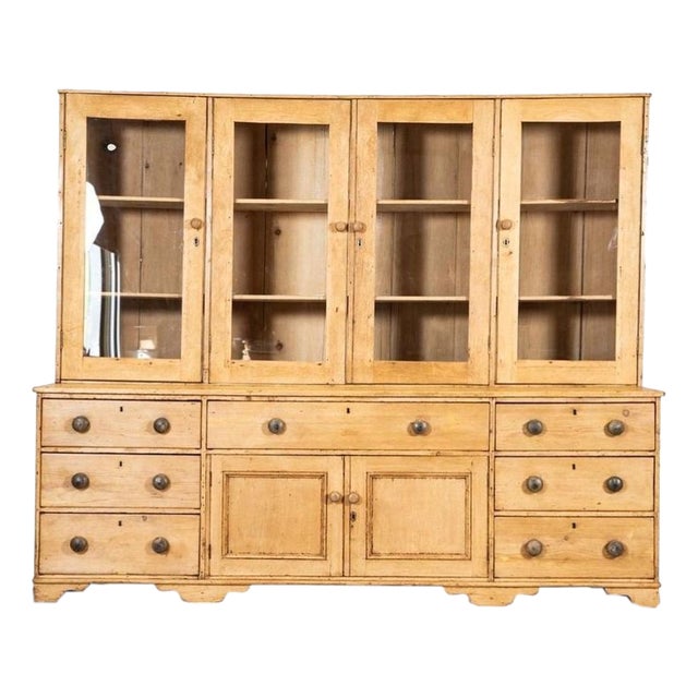 Antique English Georgian Pine Housekeepers Cabinet, 1820 For Sale