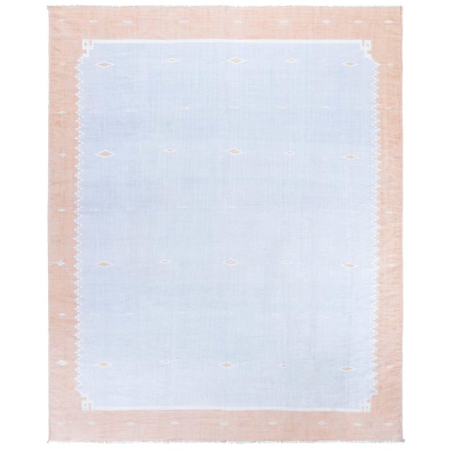 Doris Leslie Blau Mid-Century Indian Dhurrie Cream Flatweave Cotton Rug For Sale
