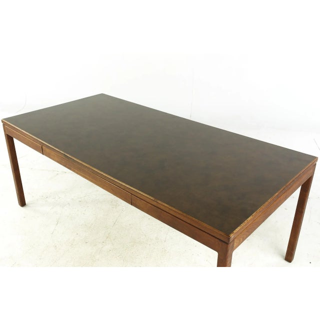 Brown Jens Risom Mid Century Walnut and Formica Top Writing Desk For Sale - Image 8 of 11