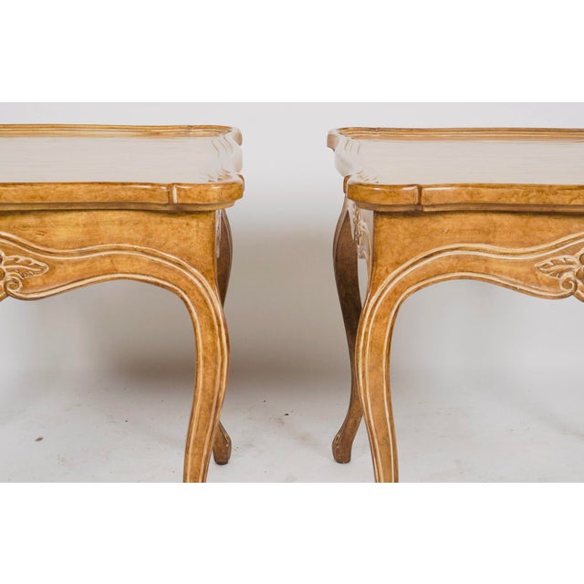This elegant pair of end tables by Judson Rothschild beautifully captures the timeless sophistication of Italian Rococo...