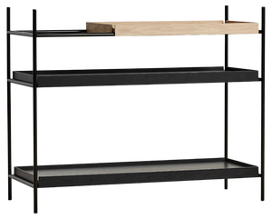 Low Oak and Black Tray Shelf Ii by Hanne Willmann