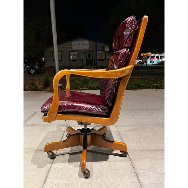 Traditional SwivelTilt Leather Executive Desk Chair Manner of Hancock