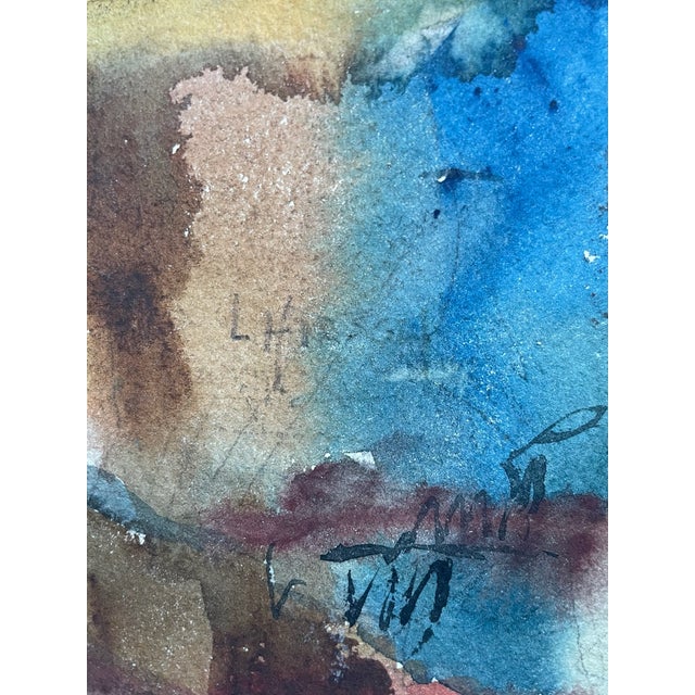 Blue L Hirsch Watercolor Marine Painting Signed Paper Gouache Fisherman Boats For Sale - Image 8 of 8