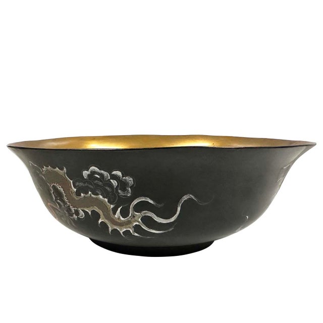 Chinese Mid-20th Century Chinese Bodiless Lacquer Bowl With Marks For Sale - Image 3 of 8