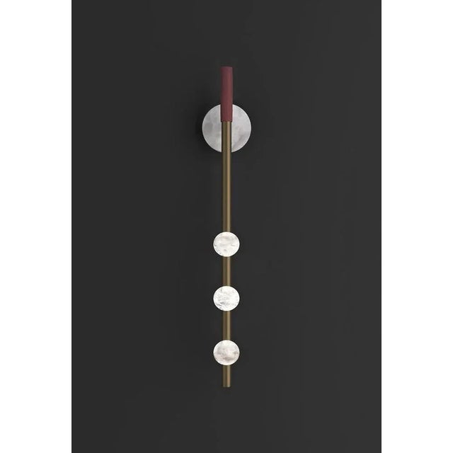 Demetra brushed burnished metal wall lamp by alabastro italiano dimensions: d 9 x w 10 x h 60 cm. Materials: white...
