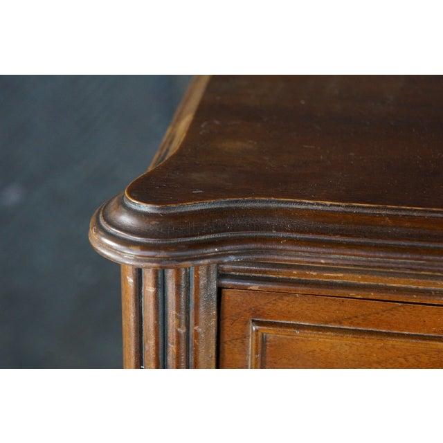 Antique Sheraton Style Book Matched Walnut Four Drawer Tallboy Dresser 49" For Sale - Image 11 of 17