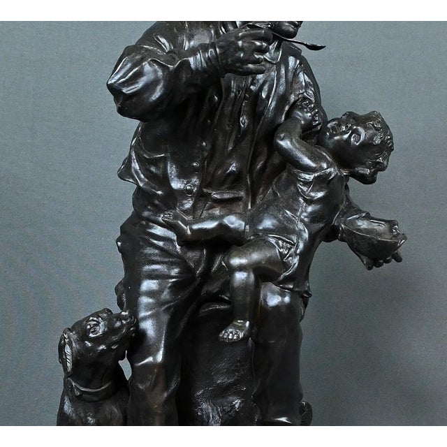 Metal Rousseau, The First Meal, Early 20th Century, Bronze For Sale - Image 7 of 15