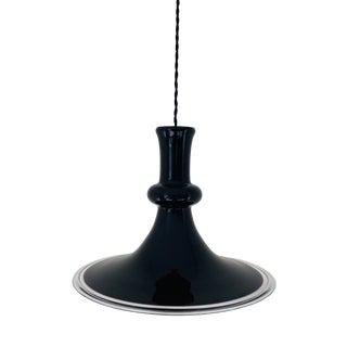 Black Opal Glass P&T Pendant Lamp by Michael Bang for Holmegaard, Denmark 1970s For Sale