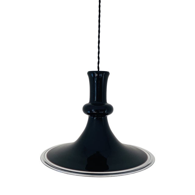 Black Opal Glass P&T Pendant Lamp by Michael Bang for Holmegaard, Denmark 1970s For Sale