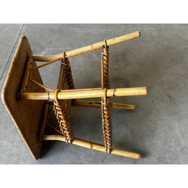 1970s Vintage Bamboo and Rattan Side Table with Magazine Rack, 1970s For Sale - Image 5 of 16