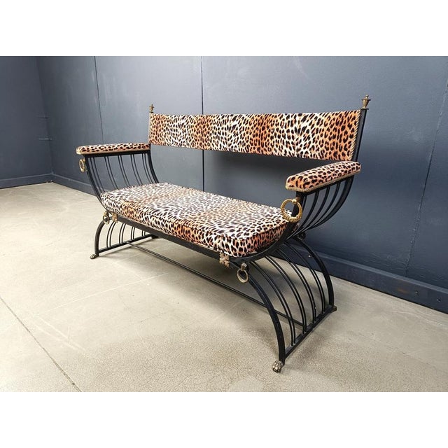 Curule Bench in the style of Maison Jansen, 1960s For Sale - Image 6 of 12