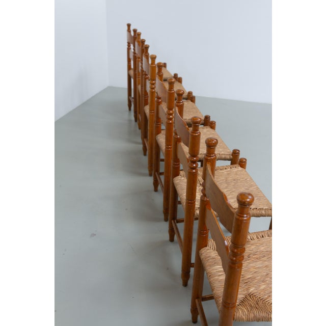 Wood Danish Oak Chairs with Rush Seats in Seagrass by Hans Dau, 1940s, Set of 6 For Sale - Image 7 of 18