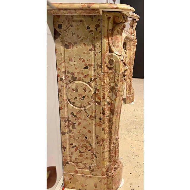 Early 19th Century French Beige and Rouge Marble Fire Surround For Sale - Image 5 of 13