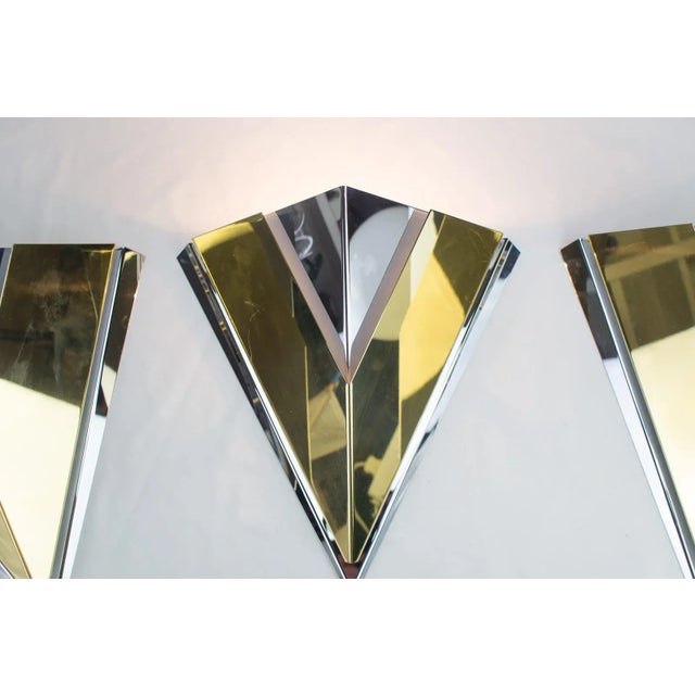 1970s Bicolor Hollywood Regency Metal Sconces, 1970s, Set of 3 For Sale - Image 5 of 17