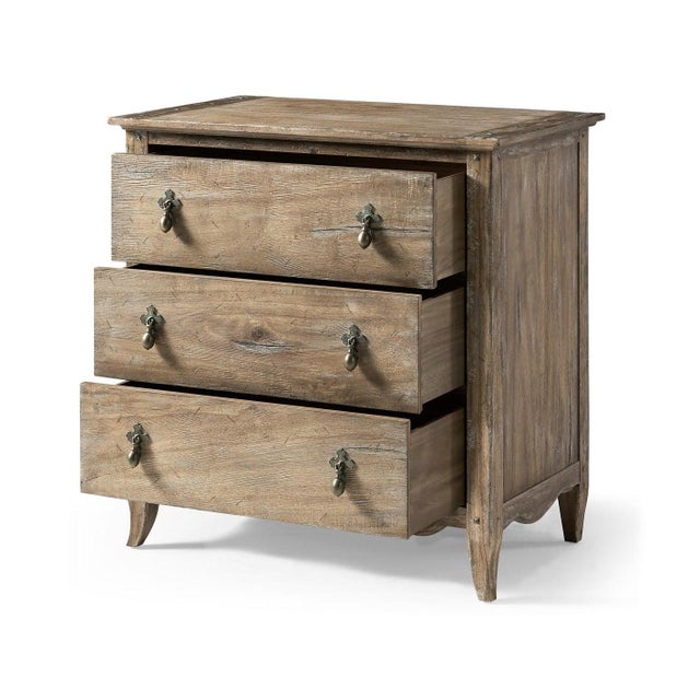 Rustic Greyed Oak Country 3-Drawer Chest For Sale - Image 3 of 9