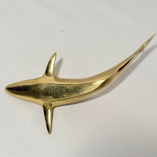 Mid-Century Modern Solid Brass Shark Paper Weight For Sale - Image 9 of 9