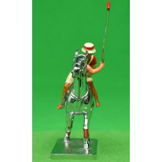 Late 20th Century Lejeune Chrome Polo Pony & Player With Red Stripe Jersey Colour Car Mascot For Sale - Image 4 of 6