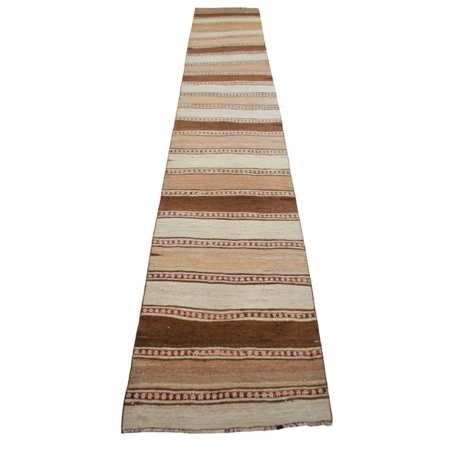1970s Vintage Turkish Striped Runner Extra Long Runner Rug - 2′8″ × 16′ For Sale - Image 6 of 12
