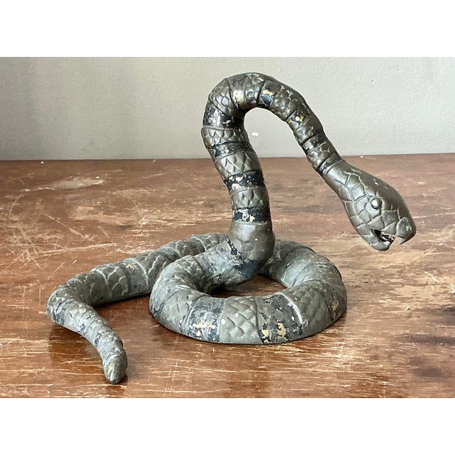 Metal Vintage Boho Bronze Snake For Sale - Image 7 of 7