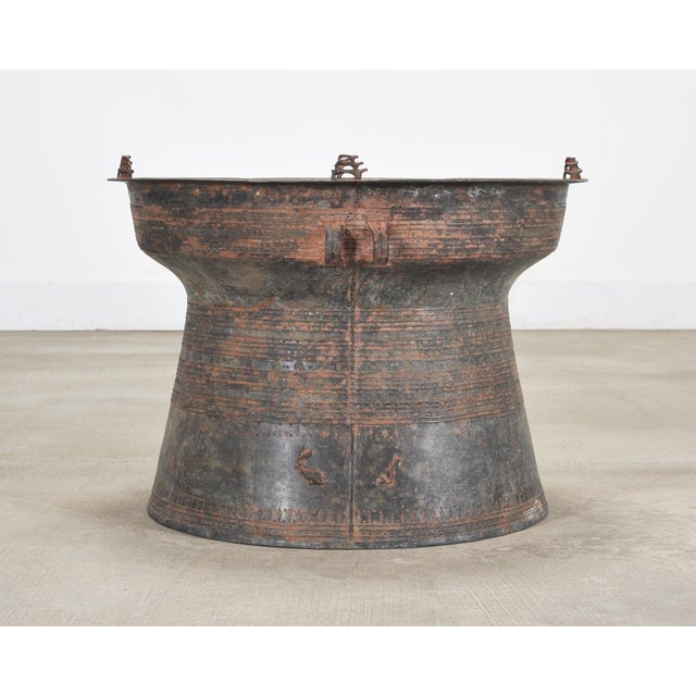 Southeast Asian Patinated Bronze Rain Drum Drink Table 2 Ft For Sale - Image 18 of 18